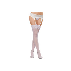 Bas fins nylon blancs jarretières dentelle 